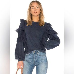 TULAROSA Cat Ruffle Sweatshirt Navy Blue